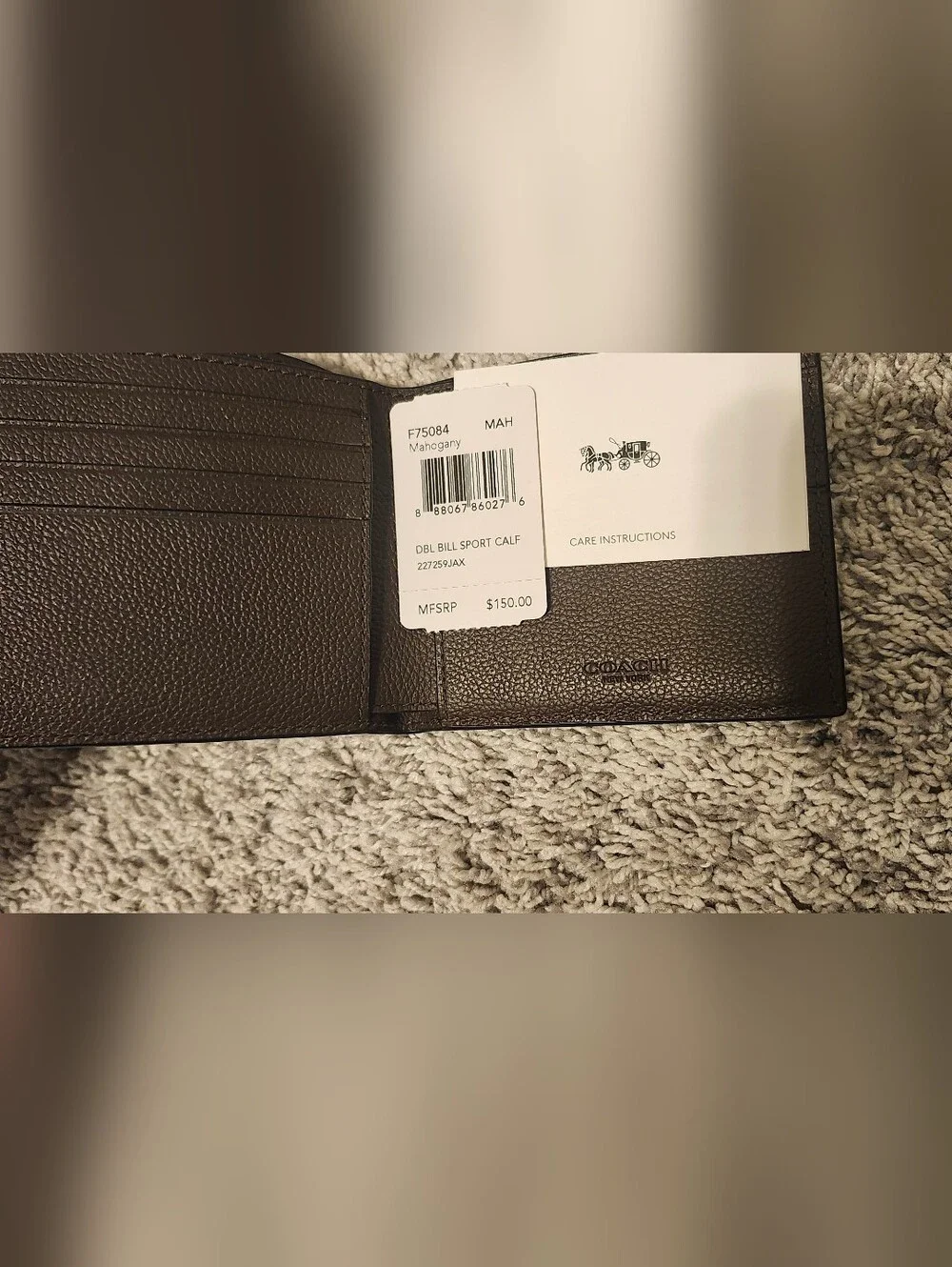 NWD Coach $150 Leather Bifold Wallet Brown